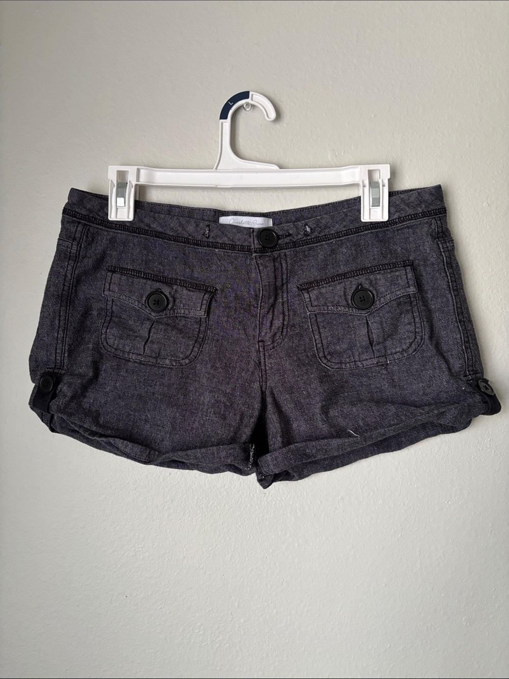 Charlotte Russe Dark Charcoal Button-Front Shorts